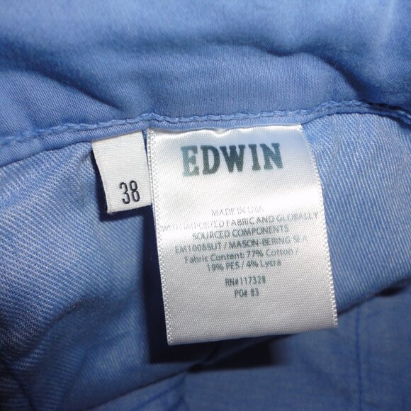 EDWIN Endurance "Mason" Slim Chino Blue Slacks Pants Size 38 x 32 NWT - Picture 10 of 10